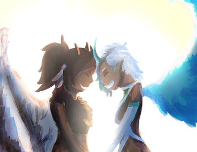 Art of Faust, my gaiaonline oc, and Iliana (Siren&#39;s oc) by Lenna (w0wls)